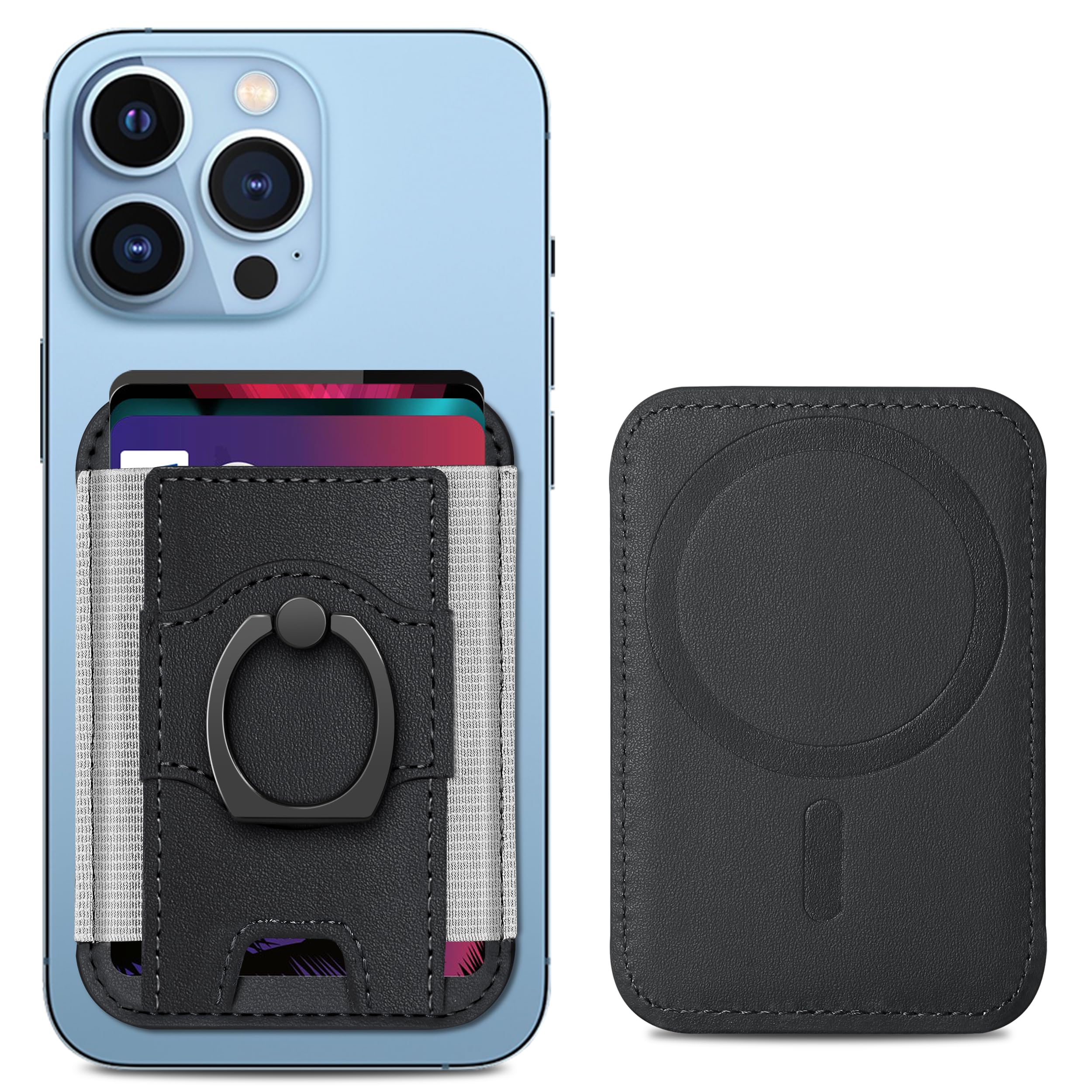 Photo 1 of ExtreLife Magnetic Wallet with Grip, MagSafe Wallet and Phone Stand, Leather Wallet for Magsafe, Magnetic Phone Wallet for iPhone 16/15/14/13/12 Series, Hold 7 Cards, Orange