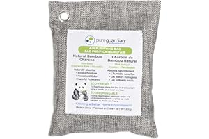 PureGuardian CB200 Bamboo Charcoal Air Purifying Bag, Eco-Friendly, Naturally Absorbs Odors, Excess Moisture and Pollutants, 200g, Gray