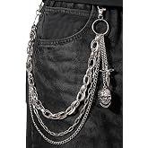 Skull Pants Chain Wallet Chain for Men & Women, Punk Gothic Jean Accessory | Sturdy Metal Belt Chain with Secure Lobster Clasps for Jeans, Belt Loops & Wallets