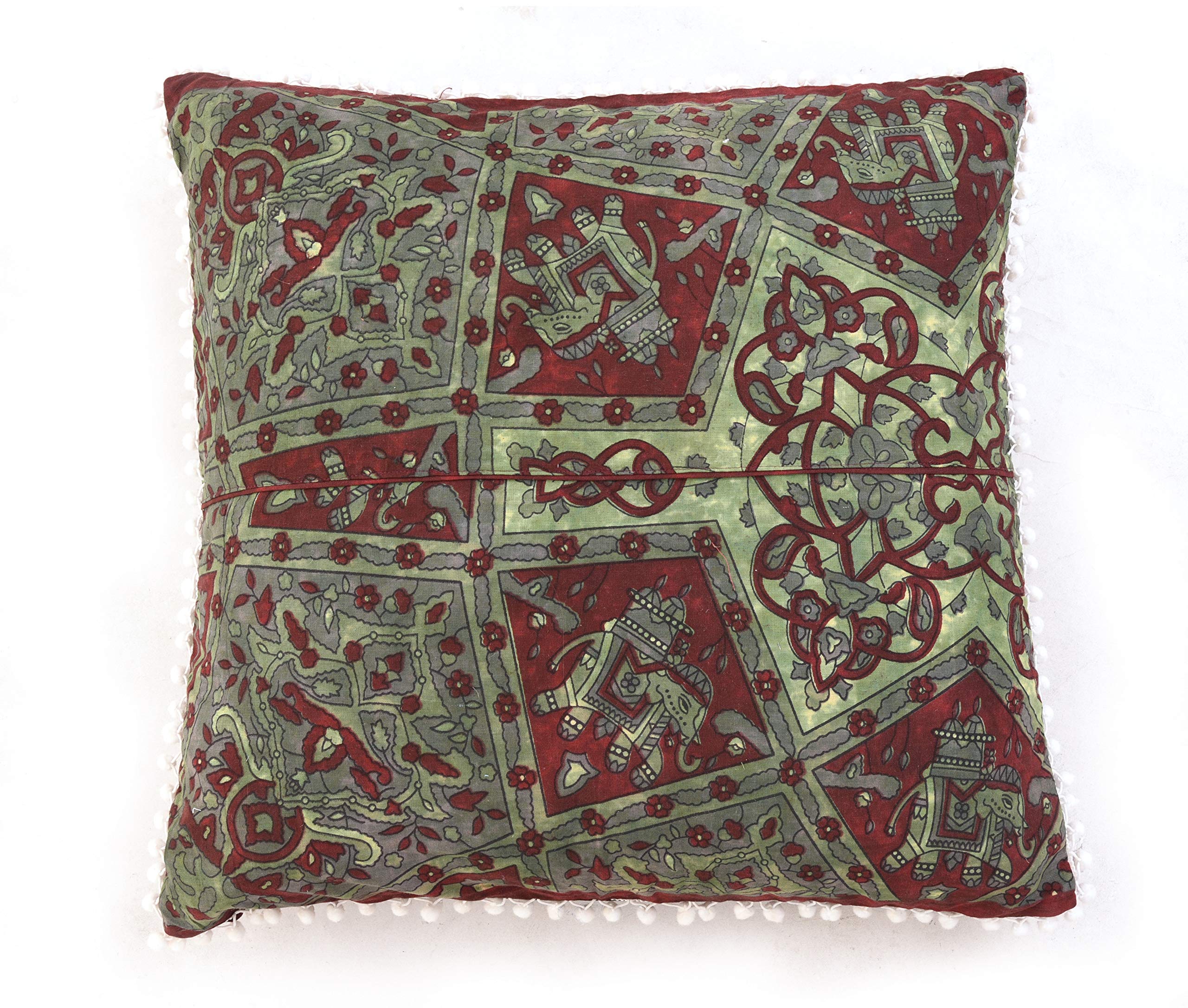 Indian 100%Cotton Living Room Sofa Cushion Cover ,Outdoor Cushions,  Decorative Floor Pillow Sham ,Outdoor Decorative Floor Elephant Printed  Pillow