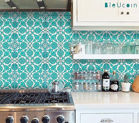 Azulejos adhesivos de pared/para cocina/baño – Indian Teal pintado ...