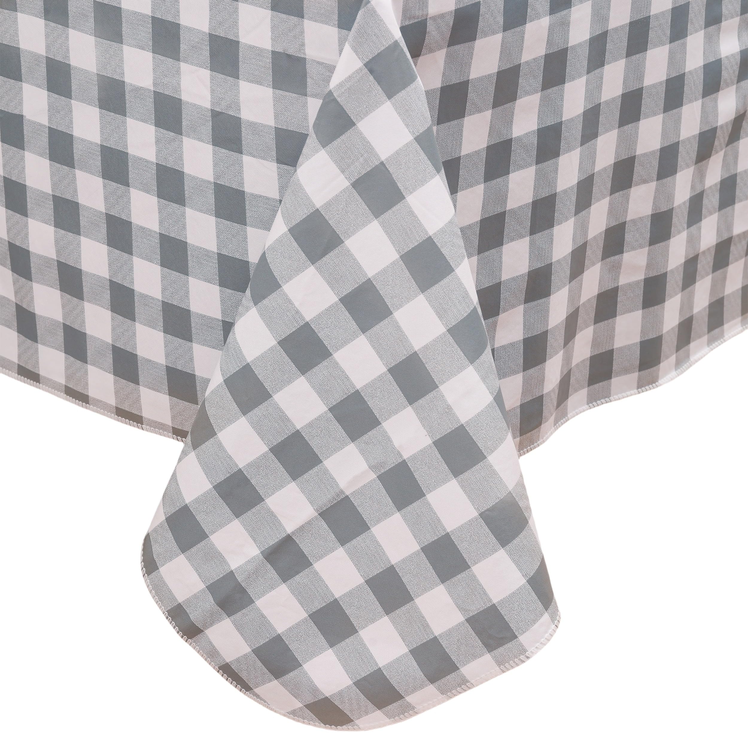 Photo 1 of Heavy Duty Vinyl Tablecloth with Flannel Backing Waterproof Oil-Proof Plastic Table Cloth Stain-Resistant Wipeable Rectangle or Square Table Cover for Indoor and Outdoor (Grey Checkered, 60x102 Inch)