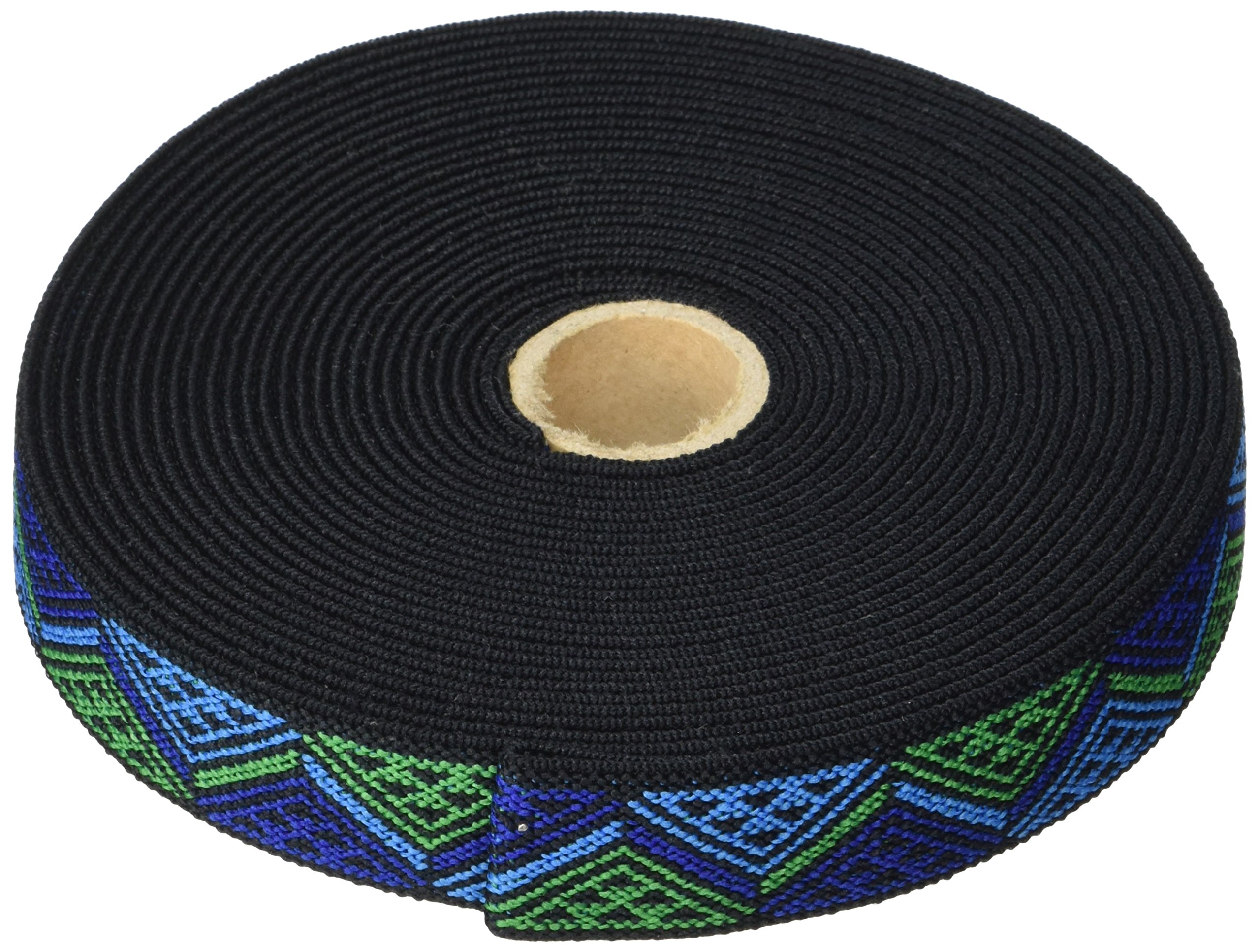 Prym Blue, Navy & Green Triangle Patterned Elastic 25mm/1in (7mtr), Polyester blend, Multi-Colour, 15 x 15 x 3 cm