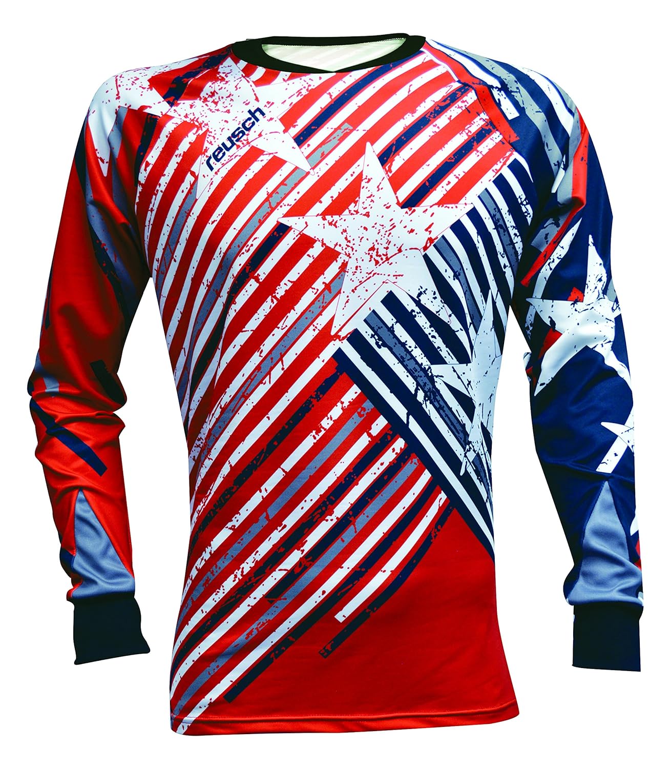 red white and blue soccer jersey