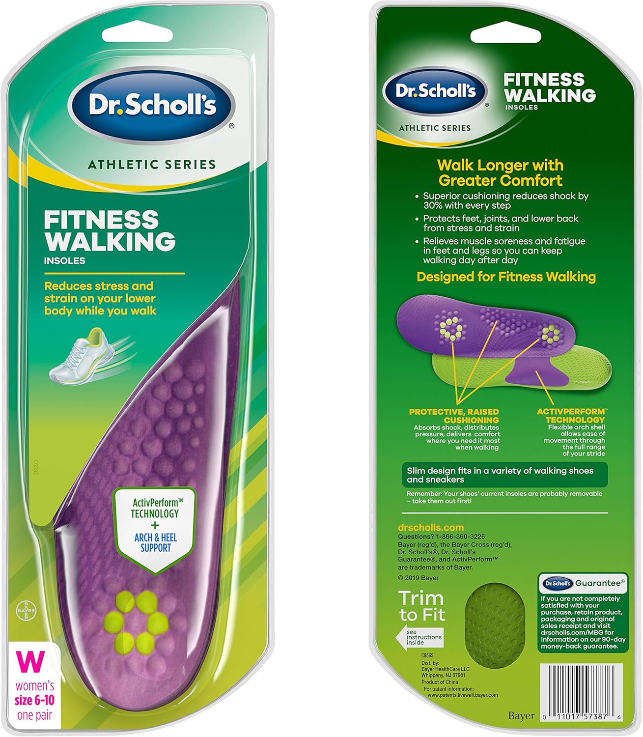 Dr. Scholl's FITNESS WALKING Insoles // Reduce Stress and Strain on your Lower Body while you Walk and Reduce Muscle Soreness (for Women's 6-10, also available for Men's 8-14): Health & Personal Care