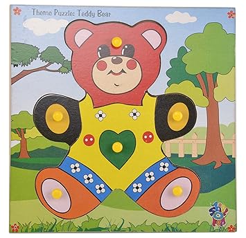 Skillofun Wooden Theme Puzzle Standard Teddy Bear Knobs, Multi Color