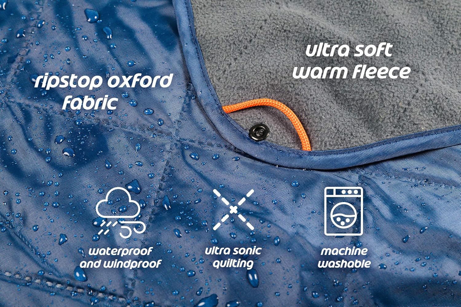 Connect Outdoors Camping Blanket Waterproof Windproof Packable Foldable Extendable Warm Quilted Fleece for Picnic, Beach, Backpacking, Travelling, Festivals, Pet - Car Seat Cover, Large 76 x 58 Inch: Kitchen & Dining
