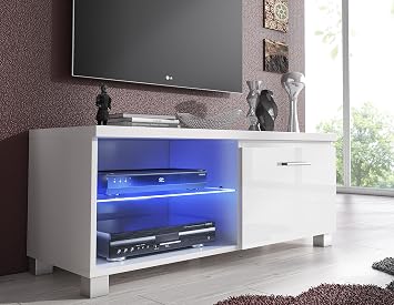 Comfort Home Innovation Meuble Bas Tv Led Salon Séjour Blanc Mate