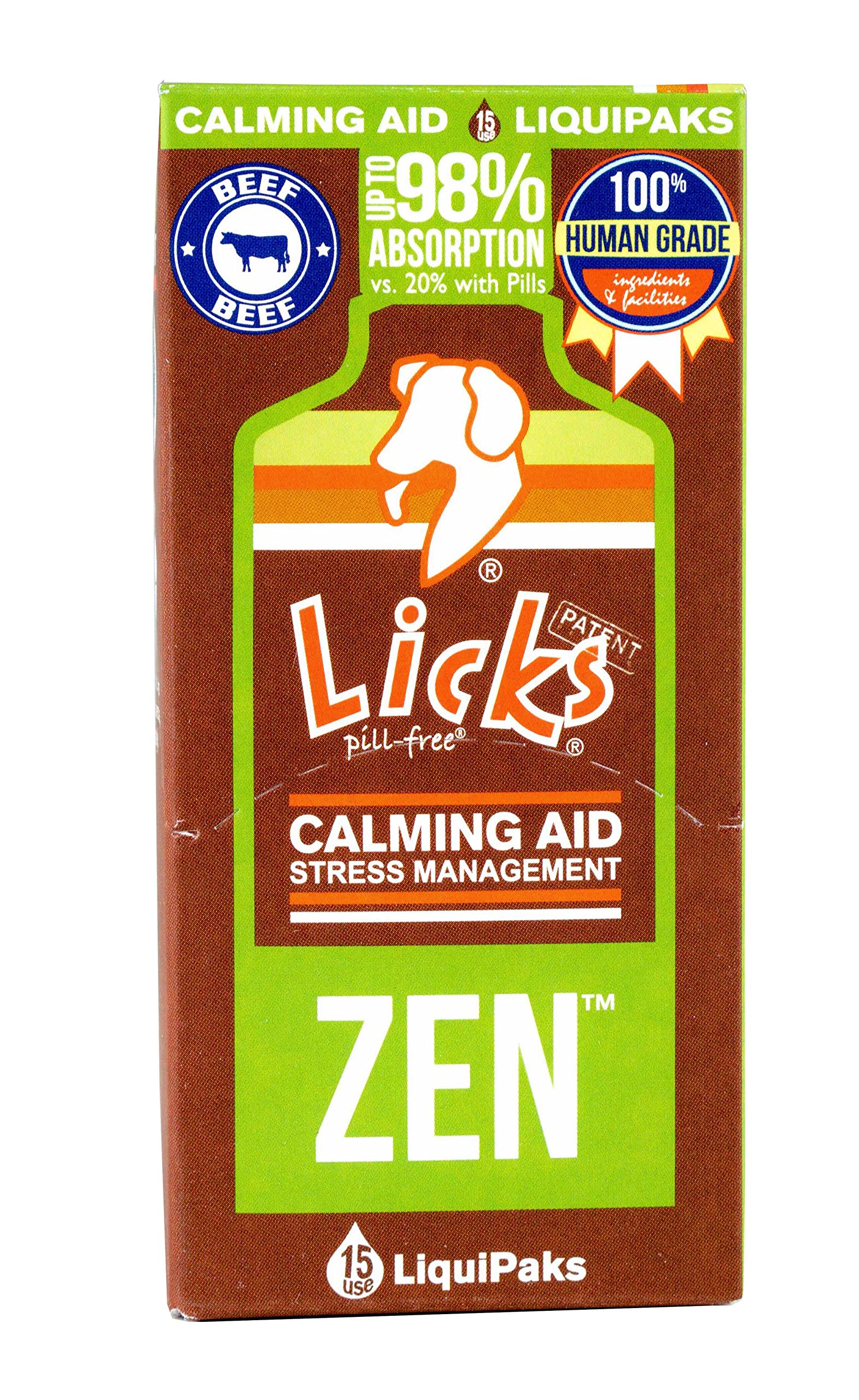 LICKS Dog Zen Calming Aid Supplements 15use (Braised Beef Flavor) on