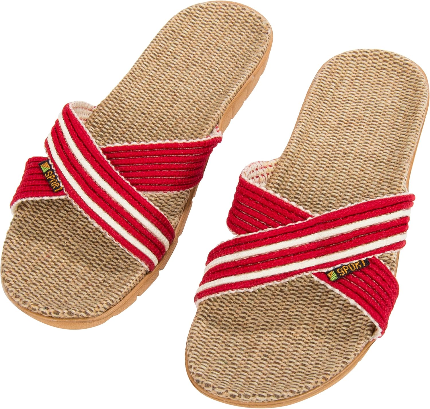 straw slide sandals