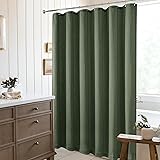 Olive Green Linen Shower Curtain 80 Inches Long