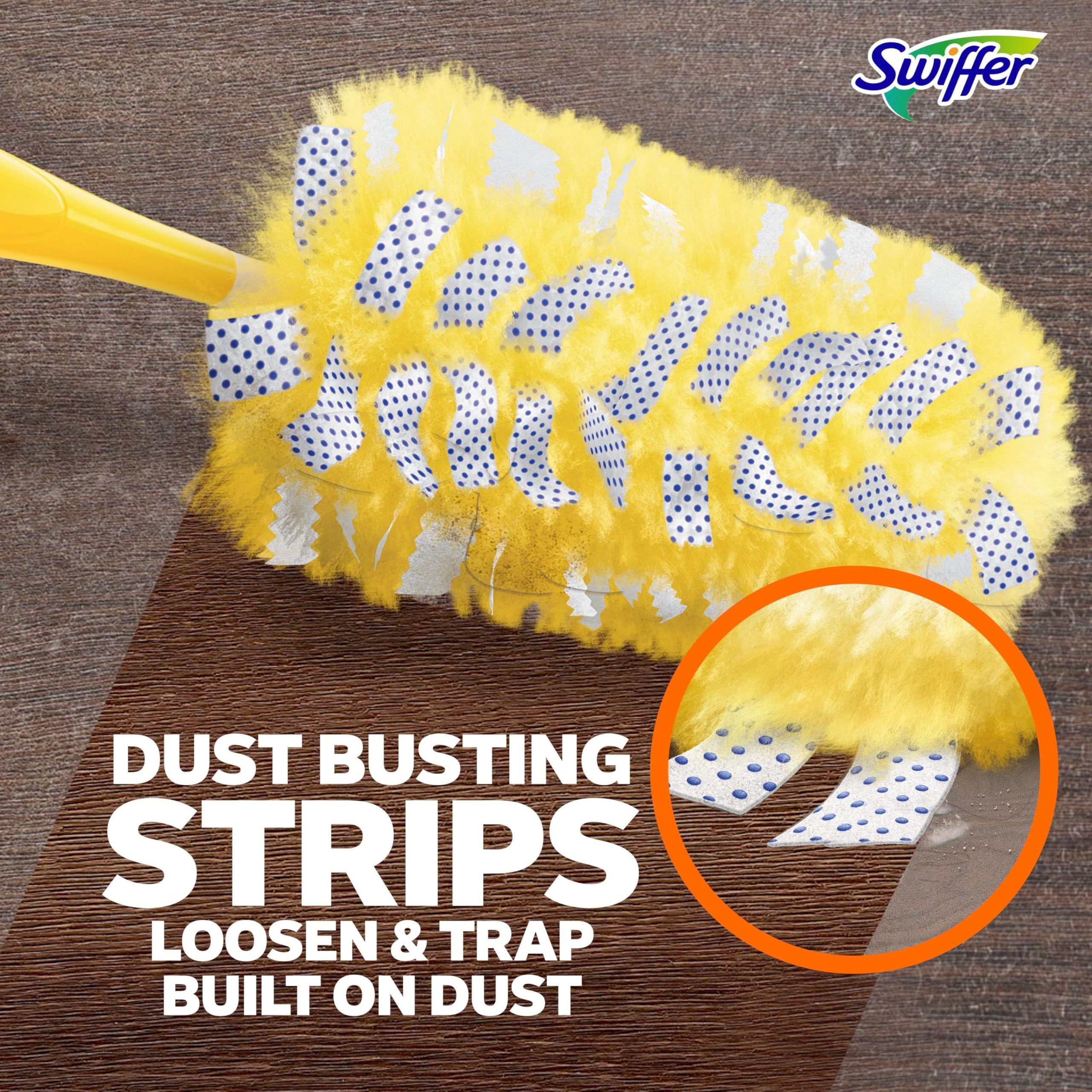 Swiffer Dusters Refill for Cleaning, Feather & Microfiber Duster Disposable Alternative, For Dusting Furniture, Blinds, Ceiling Fans, Walls, Helps Remove Allergens, Heavy Duty, Unscented, 11ct