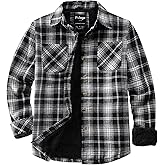 Puhope Womens Sherpa Fleece Lined Flannel Jacket Button Down Plaid Lightweight Flannel Shirt Jacket Women
