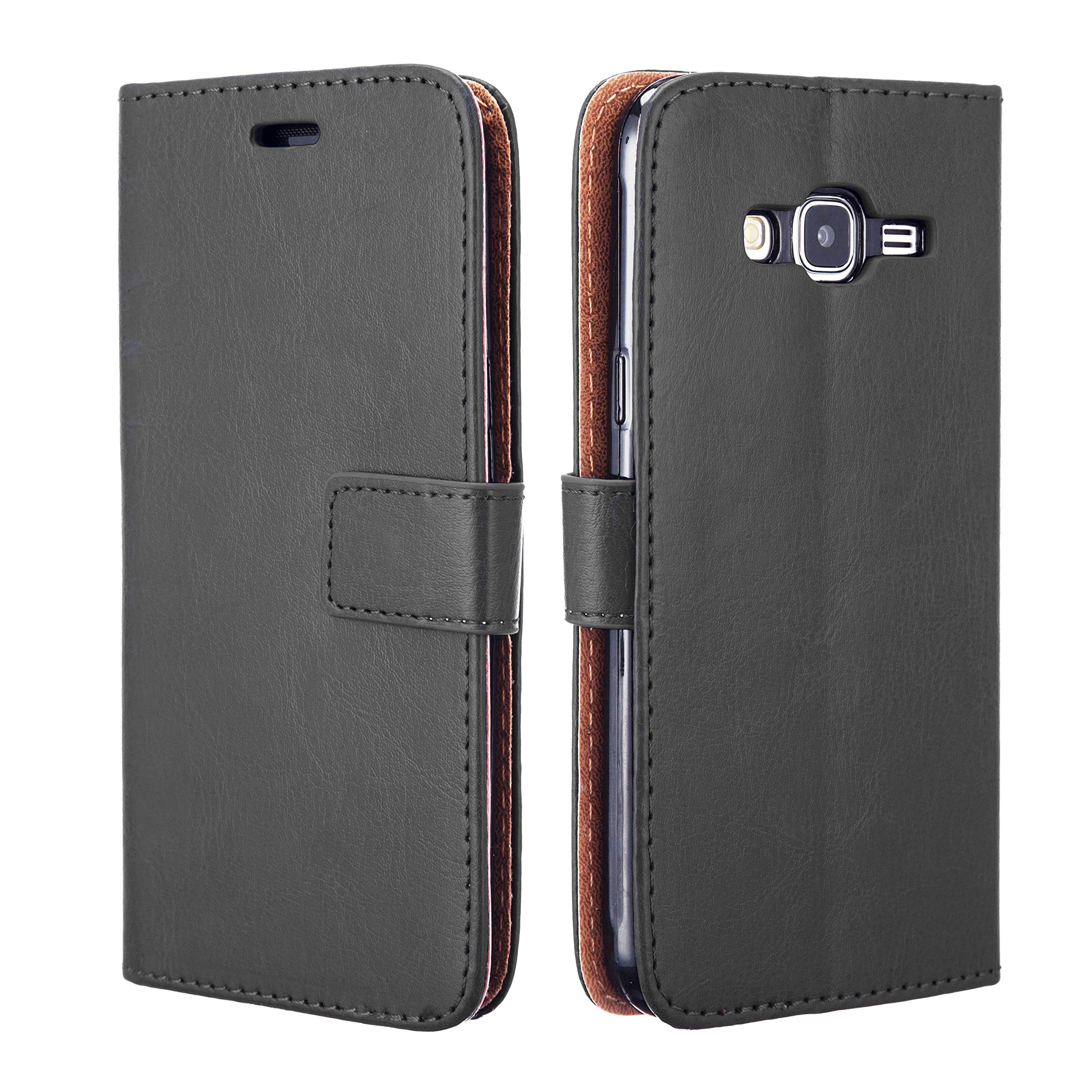 NWNK13 Samsung Galaxy J3 2016 Phone Case Premium Leather Case Folio Book Wallet Case Protective Flip Pouch Card Holder Media Stand Shock Proof Phone Cover Black
