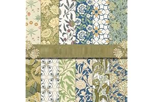 BOLSOME 24 Sheets William Morris Scrapbook Paper Pad Double-Sided Vintage Floral Patterned Decorative Craft Paper for Card Making Photo Album Journal DIY Craft, 11.8'' x 11.8''