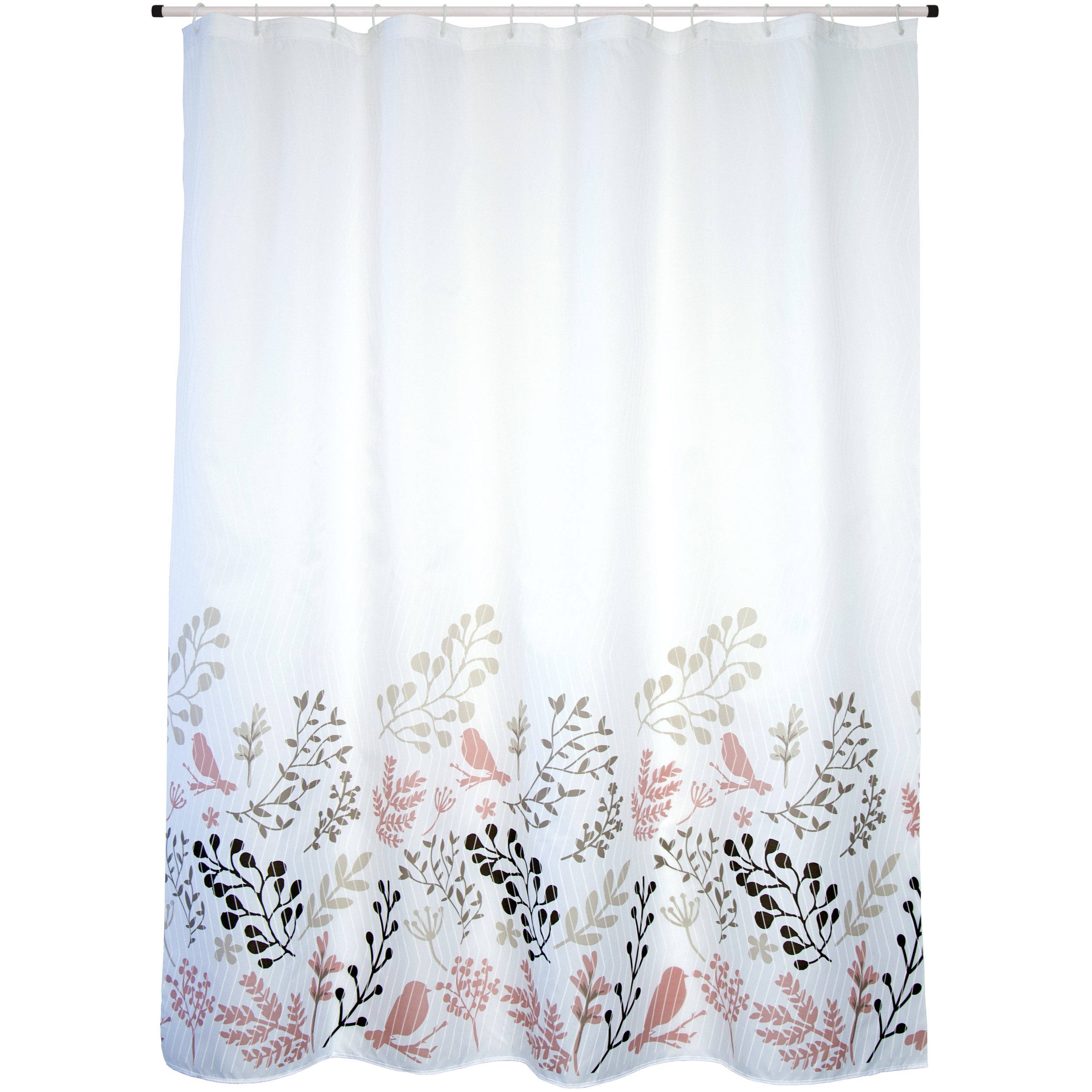 MSV Shower Curtain Premium Birds of Polyester 180x200cm in Beige, 180 x 200 cm