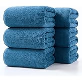 Lumimi Towels 6 Piece Soft Microfiber Bath Towel Set Salon Gym Yoga Travel Incredibly Absorbent Lightweight Quick Dry and Durable, 55" L x 27" W, Mega 6 Pack Blue