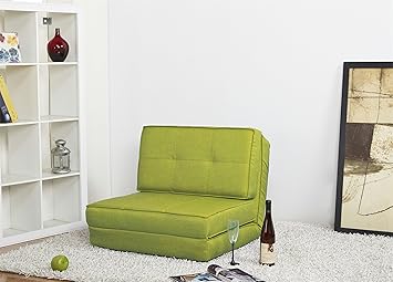 ARTDECO Schlafsessel Gästebett Jugendsessel Bettsessel (Stoffbezug grün Klein)
