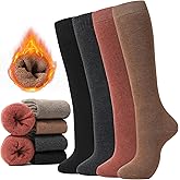 MIREAZW Warm Knee High Socks for Women,Cotton Thermal Sock for Skiing Hiking Gifts Boot Socks for Winter
