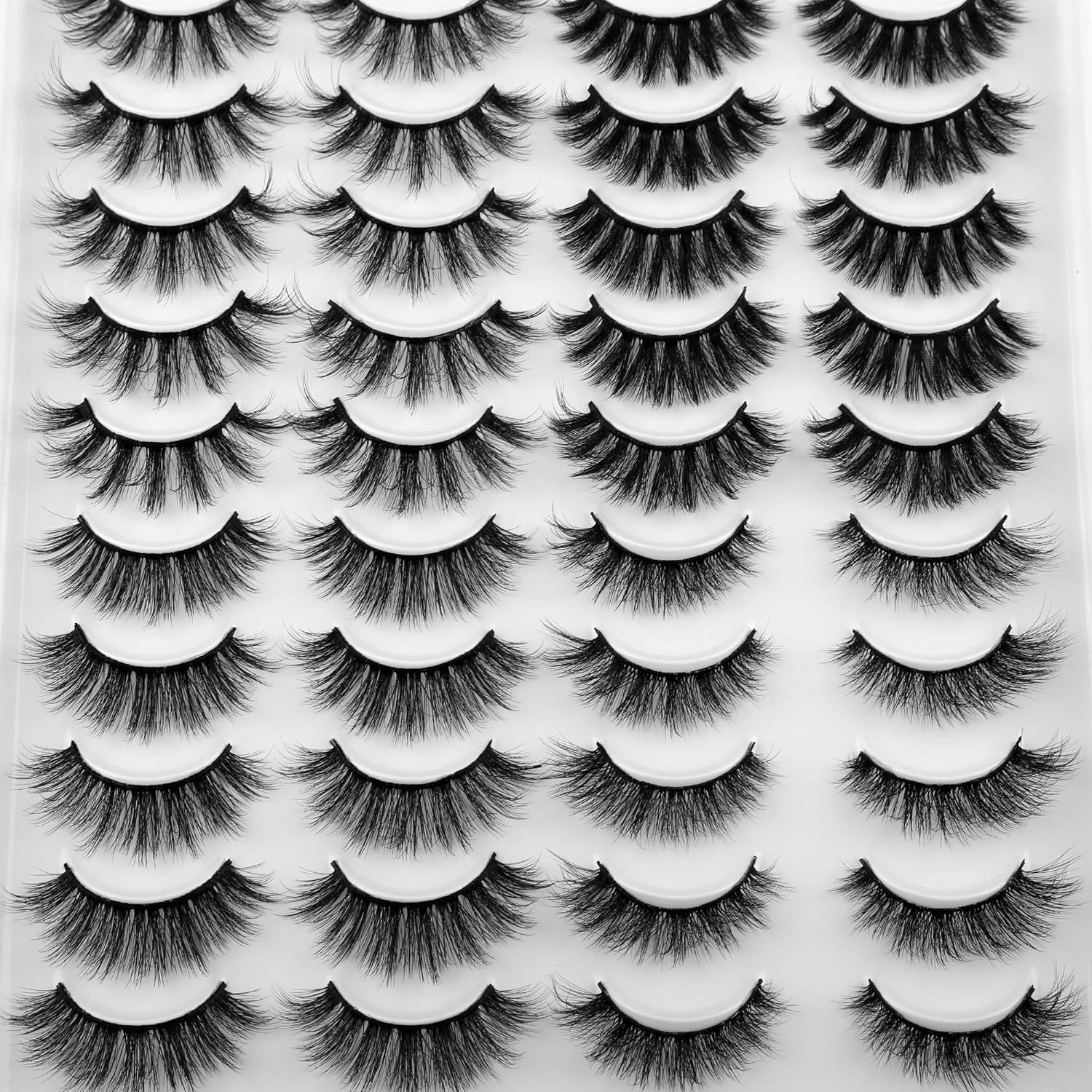 JIMIRE 20 works False Eyelashes 4 Styles Fluffy Eyelashes Pack 3D Volume Faux Mink Lashes Packs, Black, 20 Pair (Pack of 1) - Image 5