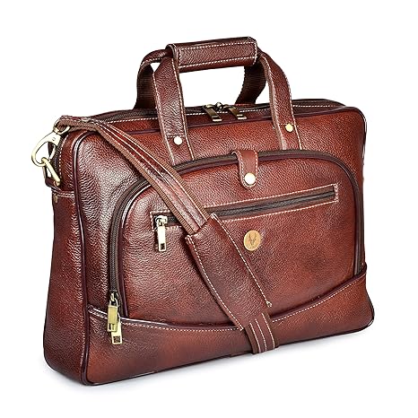 mens leather briefcase with trolley strap