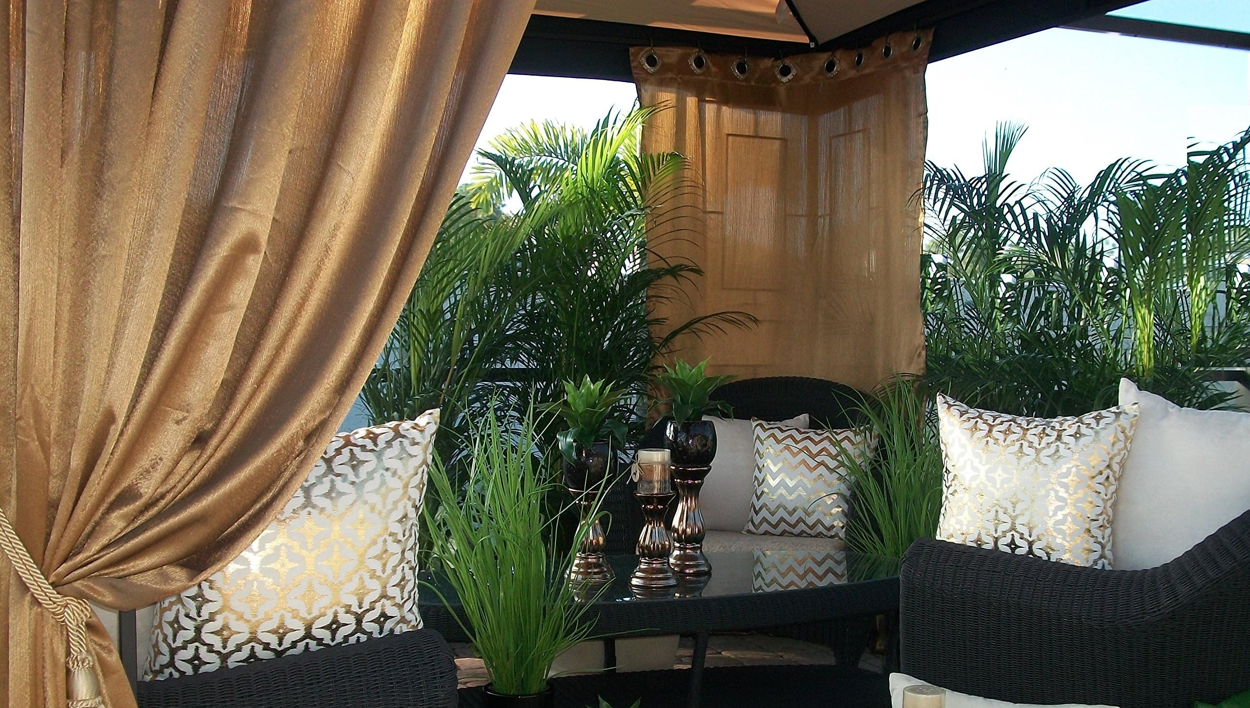 Patio Pizazz Indoor Outdoor Gazebo Patio Drapes, Copper (54" wide x 108" L) Cozumel Collection