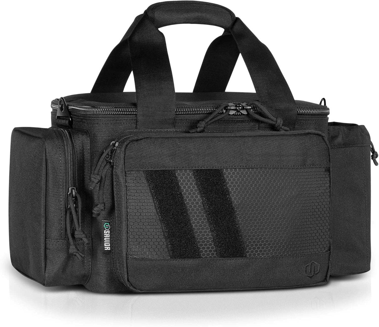 Savior Equipment Specialist Series Tactical Triple Pistol Shooting Range Duffle Bag Gun Carrying Case, Rigid Compartment Frame, Lockable Zippers, 3 Handgun Sleeves & Shoulder Strap Included