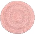 The Home Talk Bath Rug Non-Slip Bath Mats Water Absorbent Bathroom Rugs Cotton Crochet Floor Mats for Spa, Shower, Kitchen, Living Room, Warm, Linen Soft Carpets 24’’ Round - Blush Pink