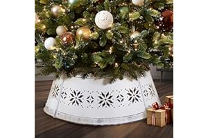 AWENDIETOU Christmas Tree Collar and Skirt Set - 23" Festive Holiday Decor with Metal Tree Collar Base Stand - Ideal for Real or Artificial Trees - Christmas Skirt Tree Basket Decorations Gift