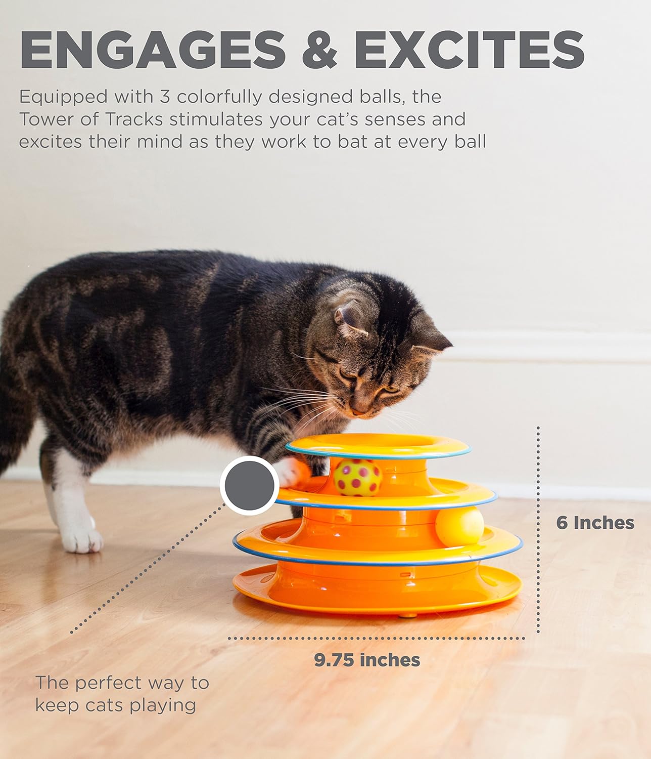 Petstages Tower of Tracks Cat Toy – 3 Levels of Interactive Play – Circle Track with Moving Balls Satisfies Kitty’s Hunting, Chasing & Exercising Needs : Pet Stages Tower : Pet Supplies