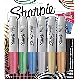 Sharpie Metallic Permanent Markers, Chisel Tip, Assorted Colors, 6 Count