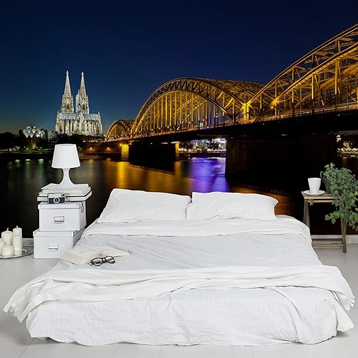 Apalis Vliestapete Köln bei Nacht Fototapete Breit | Vlies Tapete