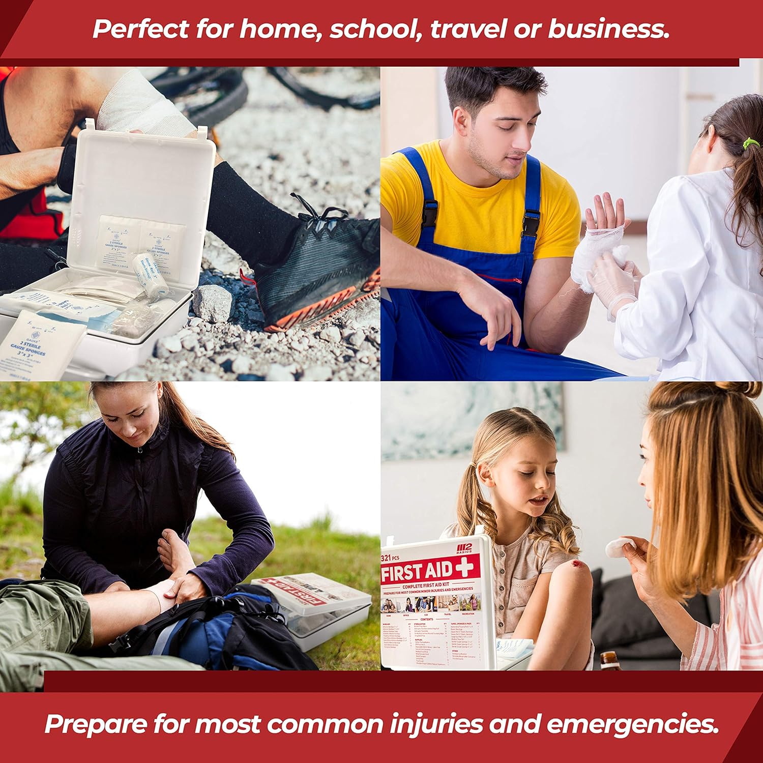 M2 BASICS 321 Piece Emergency Survival First Aid Kit | Medical Supply | Home, Office, Outdoors, Car, Camping, Travel : Sports & Outdoors