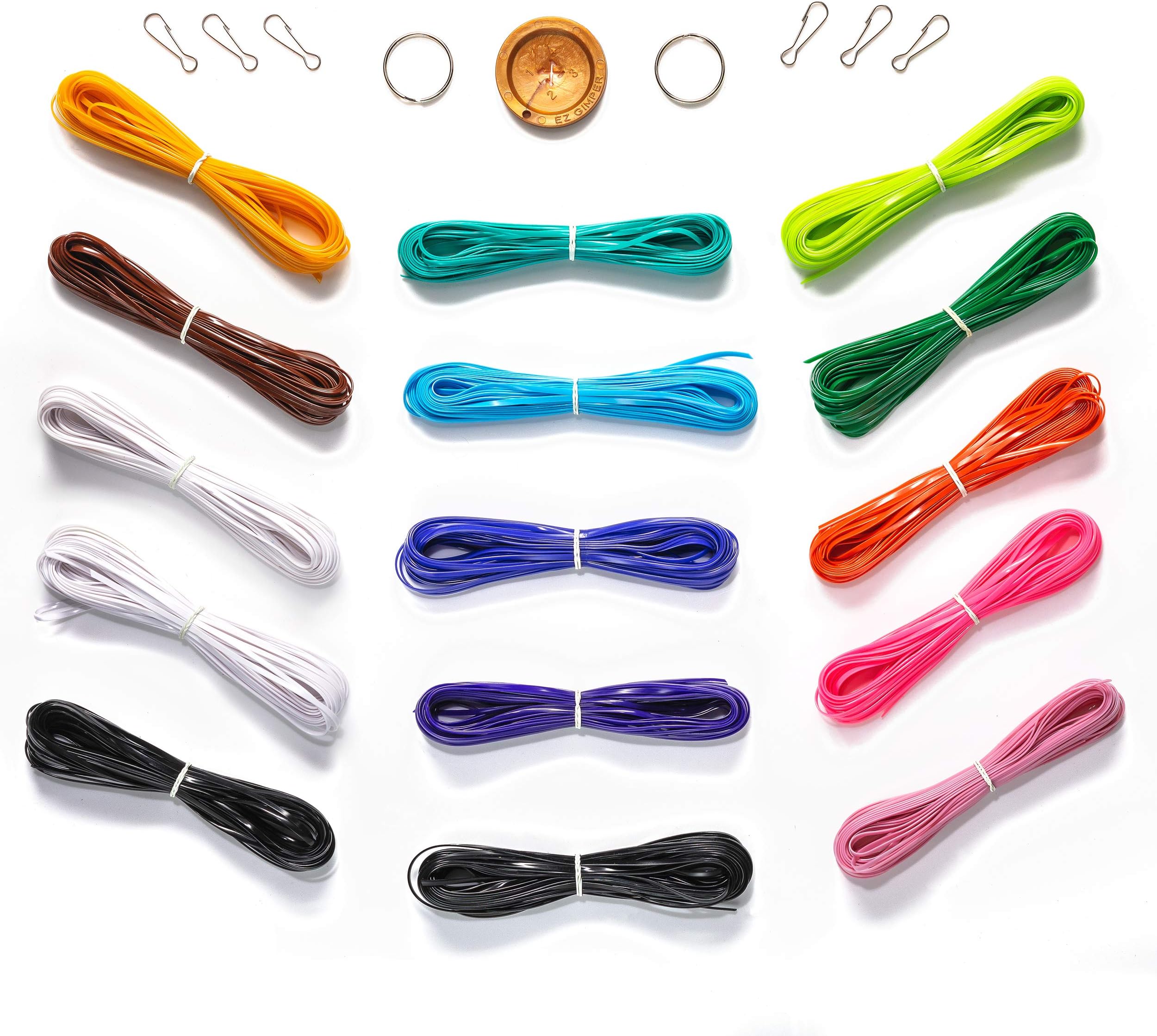 Plastic Lacing Cord, 14 Different Fun Colors, 32 Ft Each String Total of 450 Ft, with 2 Keychain Rings and 6 Lanyard Hooks – Perfect for DIY, Crafting Project’s Bracelets, Keychains and More (Primary)