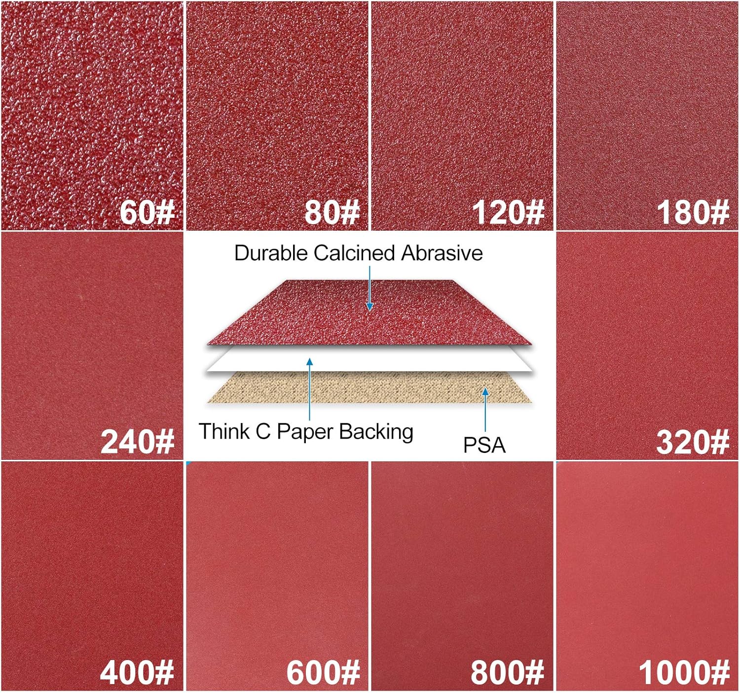 S SATC 100 PCS PSA Sanding Discs 6 Inch Adhesive Sanding Disc Backed 60-1000 Grits Aluminum Oxide Self Stick Sandpaper for Random Orbital Sander: Industrial & Scientific