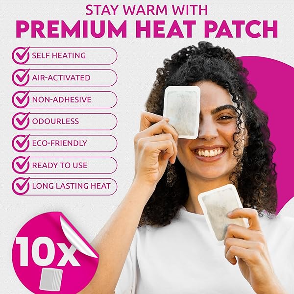 HOTTEEZE HAND WARMERS ECO FRIENDLY SELF ADHESIVE DISPOSABLE ODOURLESS PAIN RELIEF GLOVE WARMER FOR 10 HOURS OF HEAT, INSTANT AIR ACTIVATED POCKET HEATER – 1 PACK (10 PADS)
