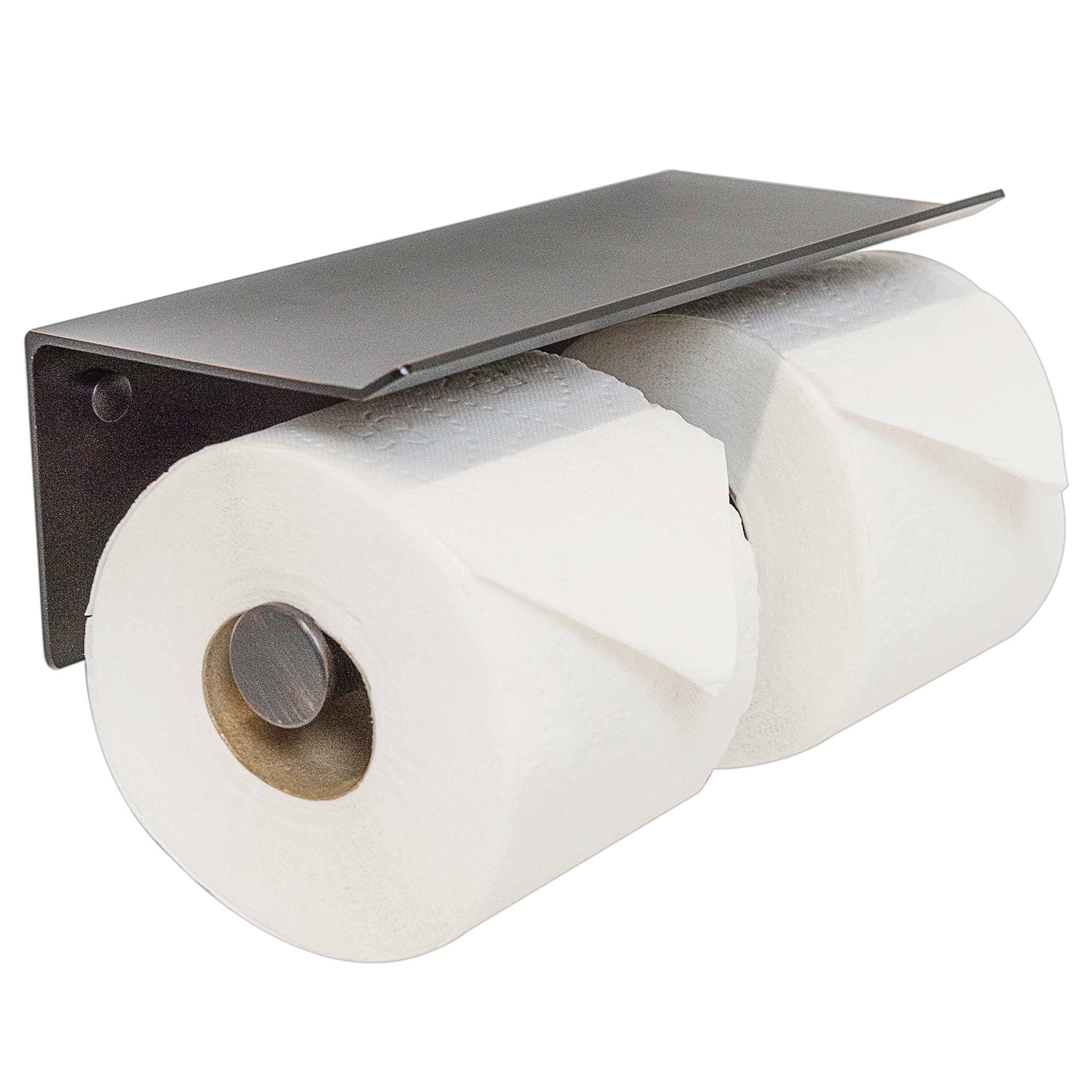 Double Roll Toilet Paper Holder with Phone Shelf Bathroom Tissue