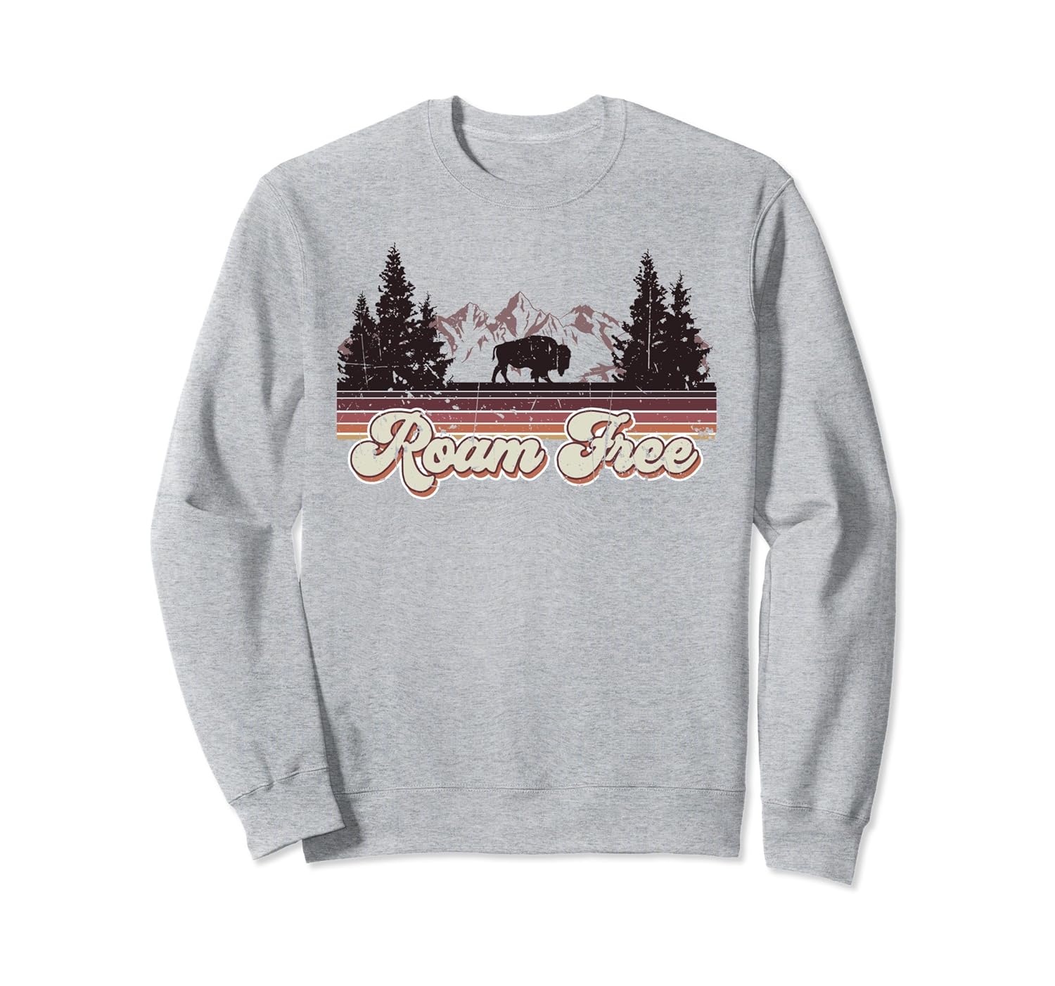 Vintage Rustic Retro Nature Mountain Roam Free Sweatshirt-ANZ