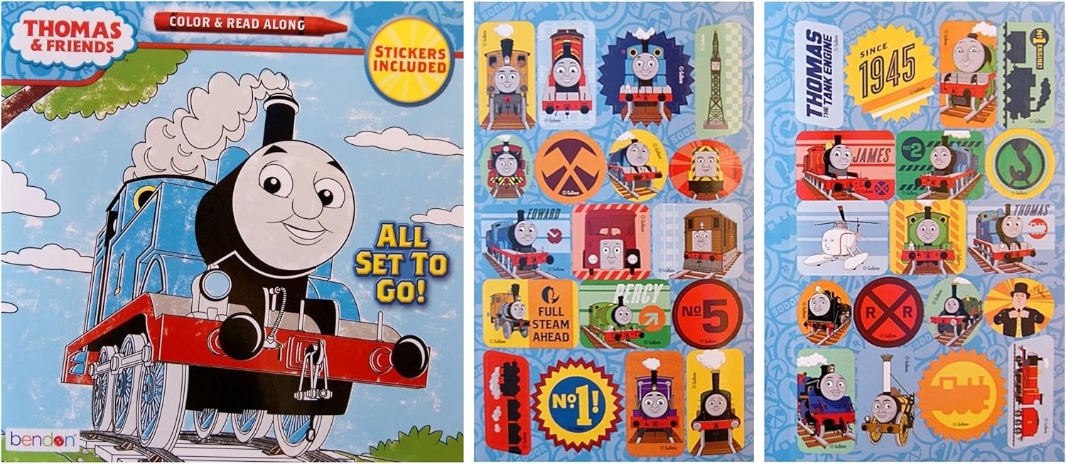 Thomas and Friends Color and Read Along Book with Stickers All Set To