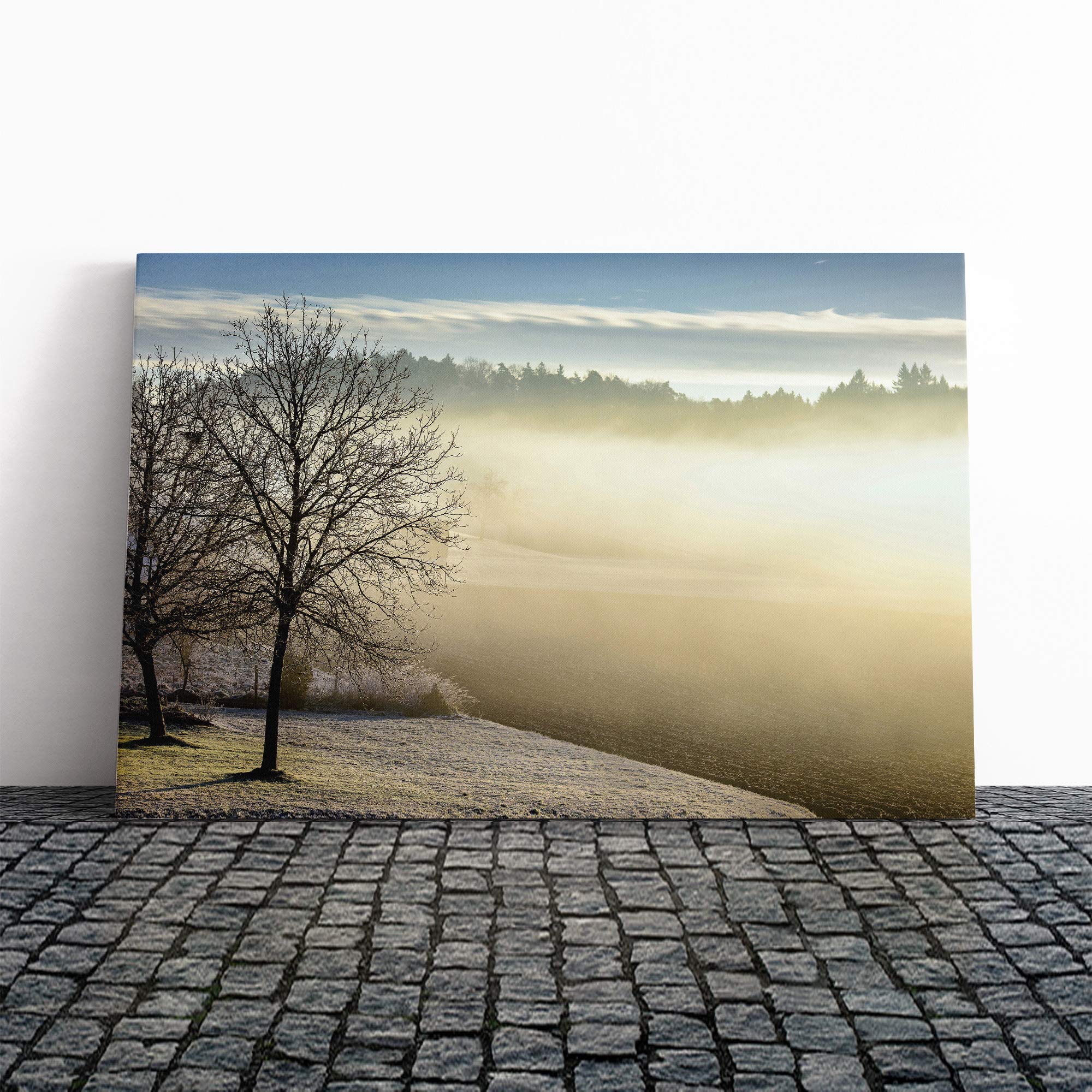 Landscape Winter Forest Wood Canvas Print | Gallery Wrapped 30mm Frame Wall Art | 20x14 inches | Ready to Hang | Modern Landscape Picture | Living Room Bedroom Lounge Office