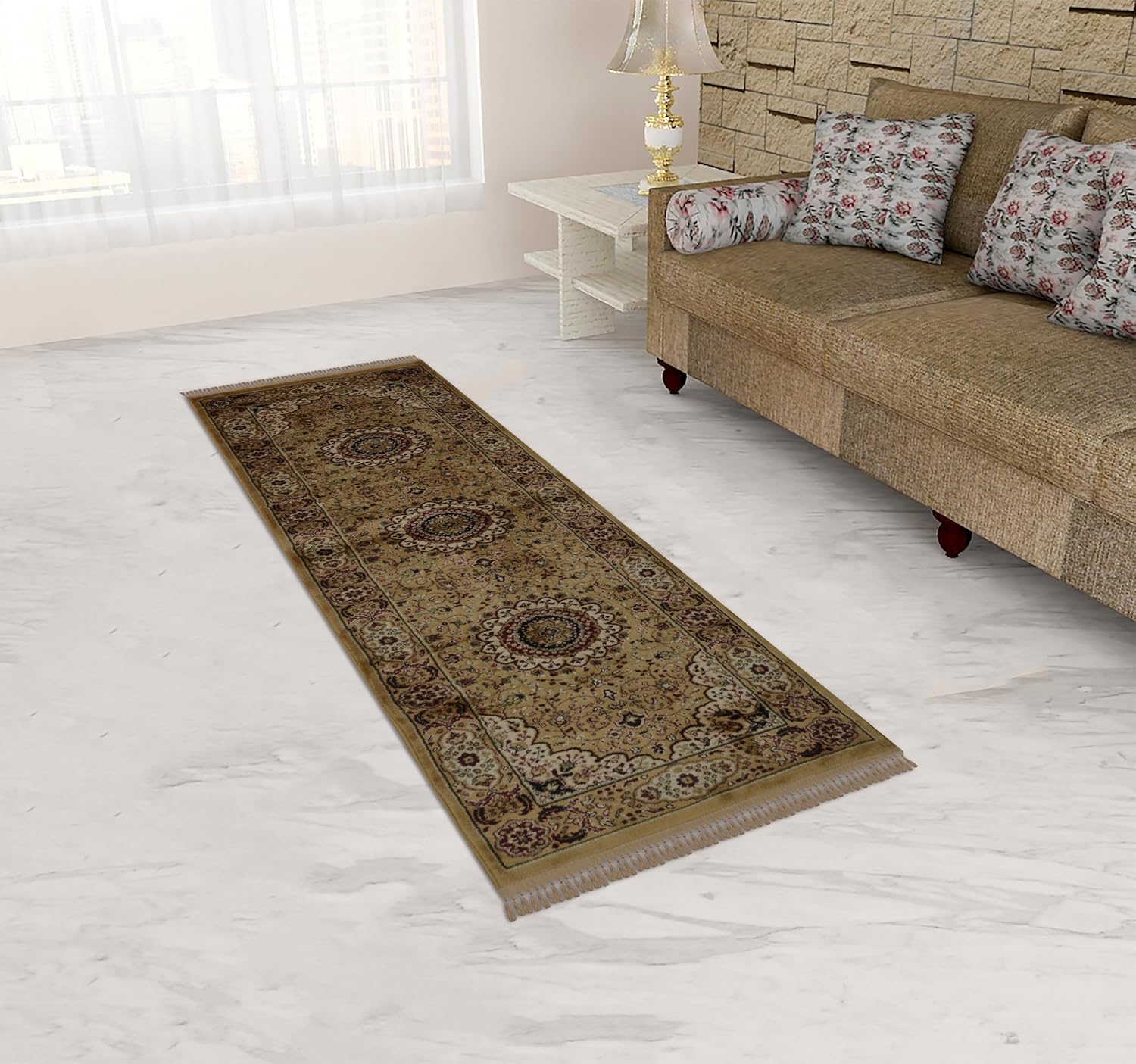 Buy Oc Kashmiri Silk Runner Silk Traditional Bed Side Carpet