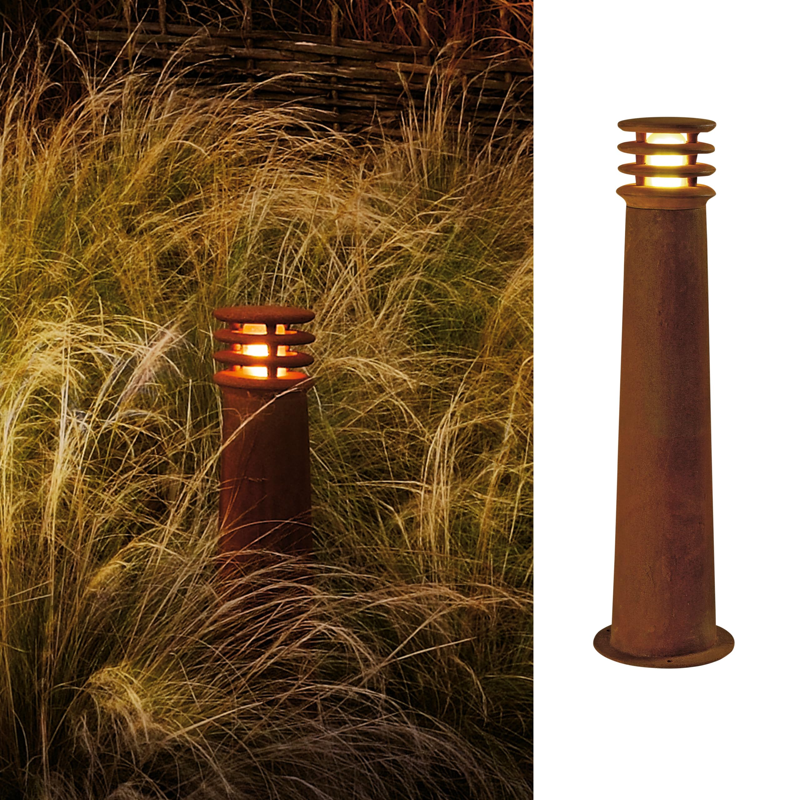 SLV Free-Standing lamp Rusty 70 / Outdoor Illumination for Paths, Walls, entrances, LED Outdoor Garden lamp / E27 IP55 11W Rust