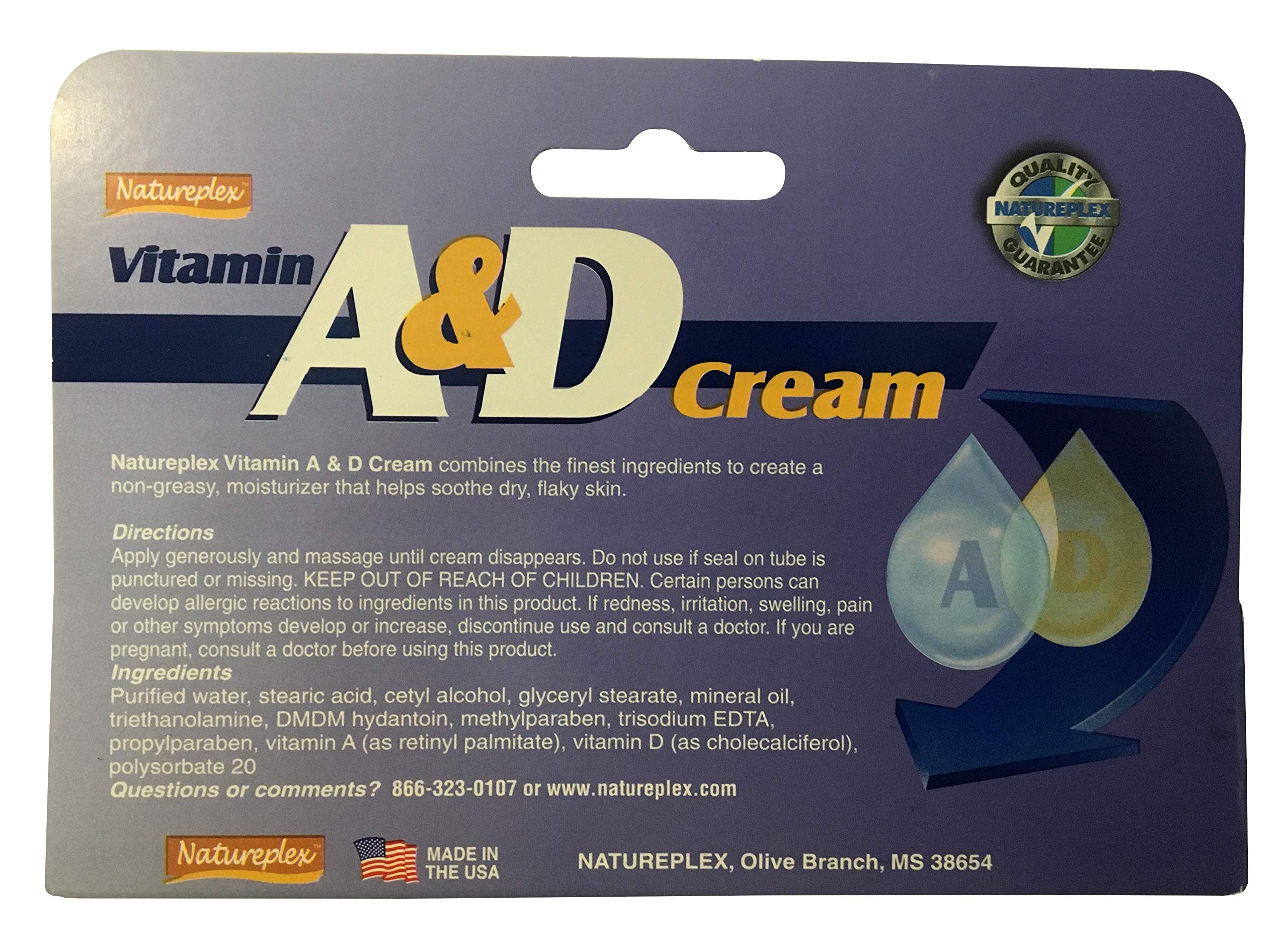 Vitamin A&D Moisterizing, Soothing Cream, 2 x 1.5 oz Bottles (for Dry, Flaky Skin)