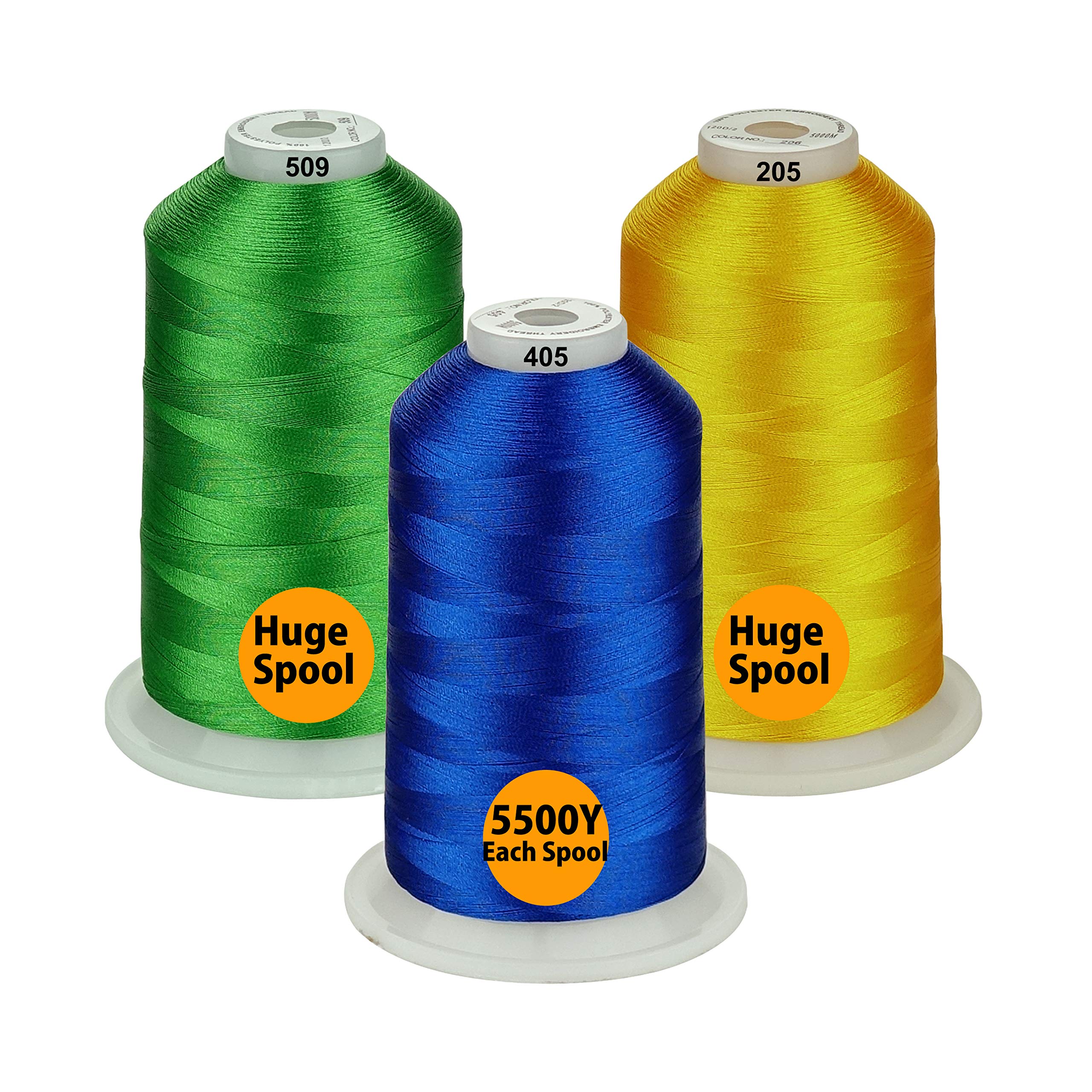 Simthread All Purpose Polyester Embroidery Machine Thread Huge Spool 5000M 5500Y for Sewing Embroidery Machines - 3 Essential Colors 2