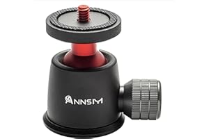 ANNSM Tripod Ball Head 360° Panoramic and 135° Tilt Rotatable with 1/4” Screw Thread and Volume Locking Knob for DSLR Cameras