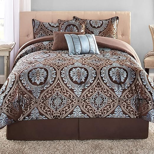 Amazon Com Mainstays Victoria Jacquard 7 Piece Bedding Comforter