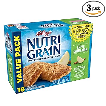 Nutri-Grain Soft Baked Breakfast Bars, Apple Cinnamon [Made with Whole Grain]