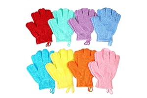 CVNDKN Bath Gloves,16 Pcs Exfoliating Bath Gloves,Body Scrub Gloves with Hanging Loop for Beauty Spa Massage Skin Shower Body Scrubber-8 Colors