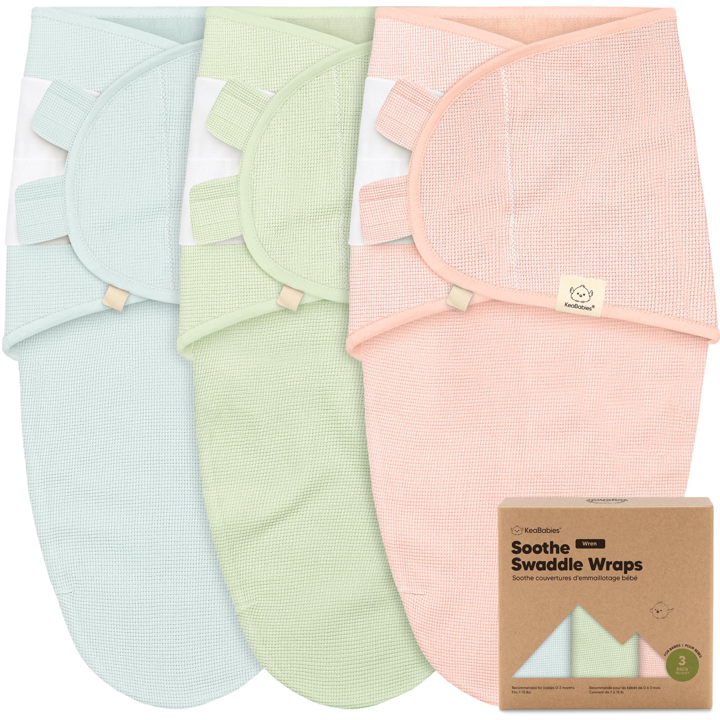 Photo 1 of 3-Pack Organic Swaddles for Newborns, Baby Sleep Sacks 0-3 Months - Baby Swaddle Wrap, Newborn Wearable Blanket, Infant Sleep Sack for Girls, Boys, Soft & Snug, Large Hook & Loop Closure (Mellow)
