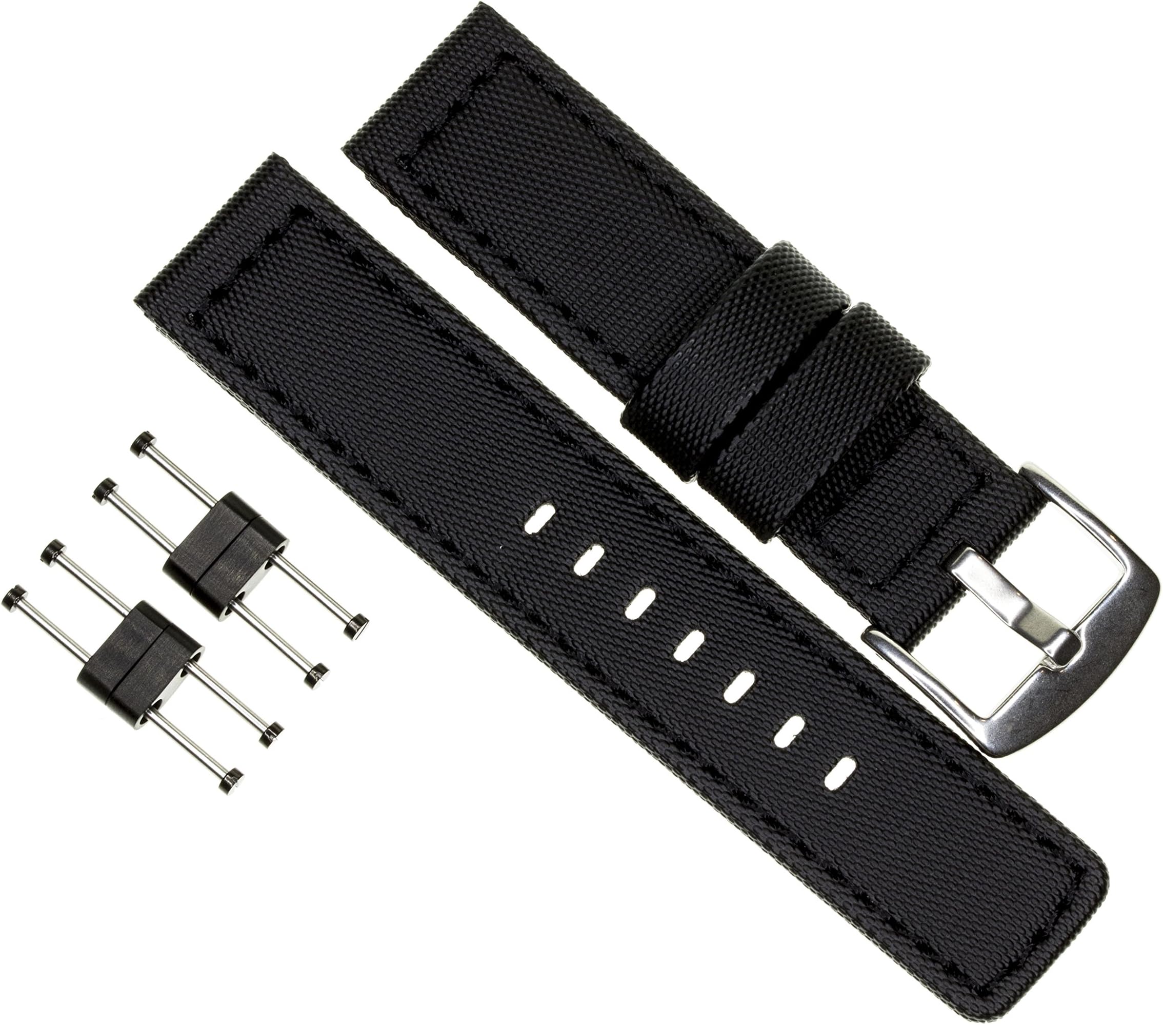 Maratac Black PVC Rubber Strap Diver Watch Band Black Stitch for SUUNTO CORE with PVD Adapter Set 24mm X1